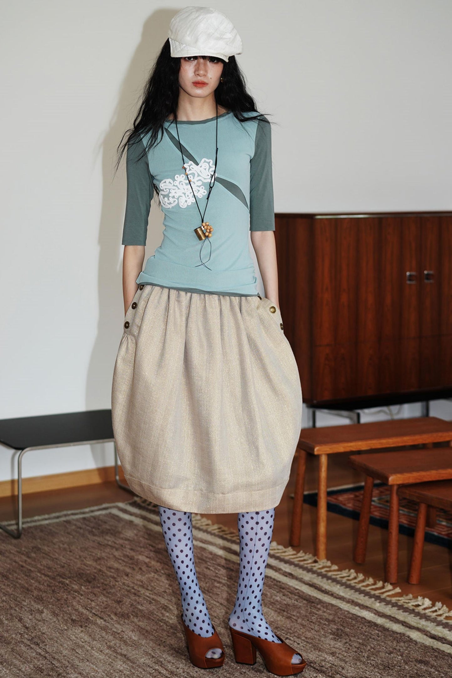 Jacquard Color-Blocked Slim-Fit Top