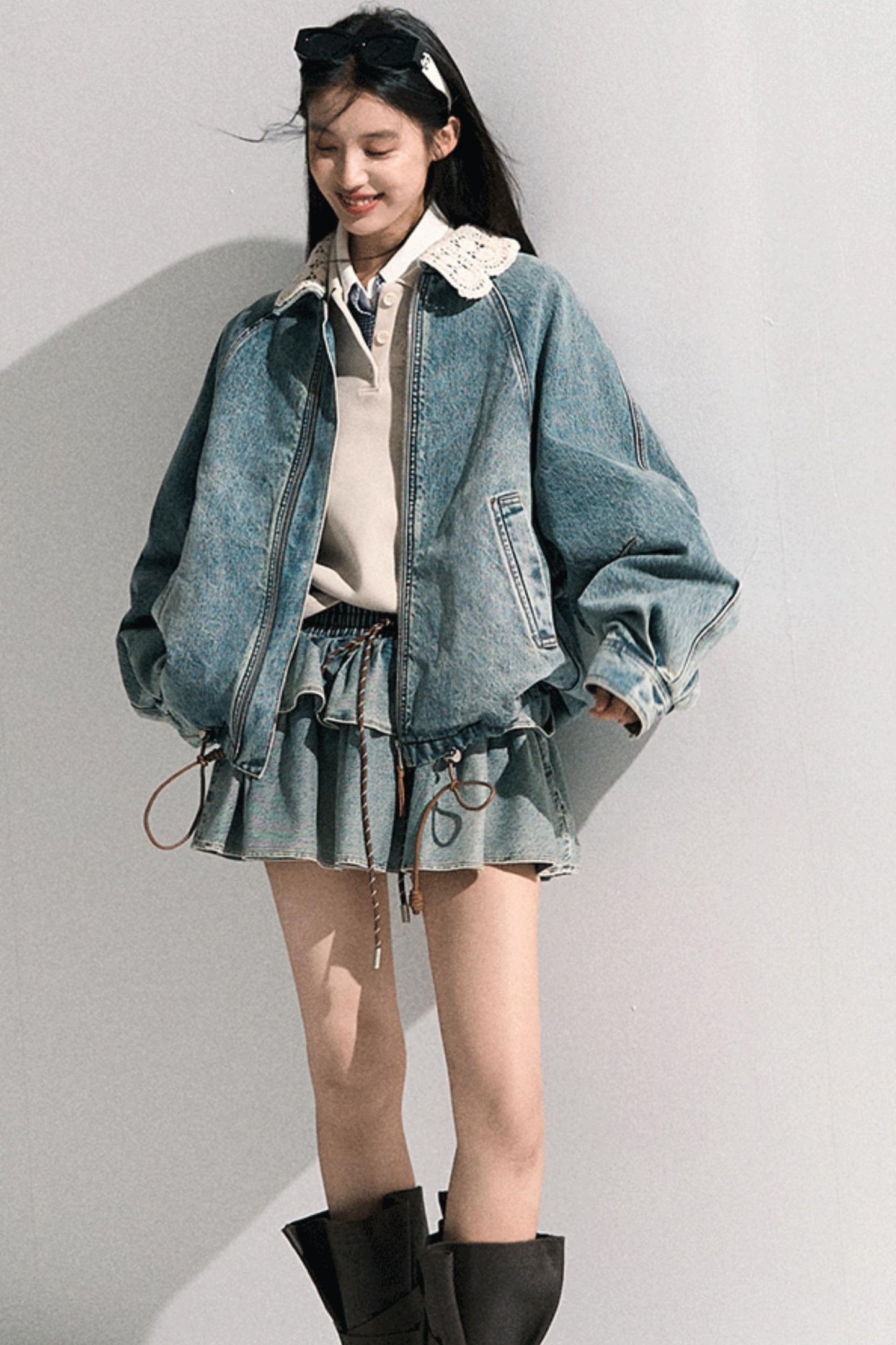 Vintage Crochet Denim Jacket Set-Up