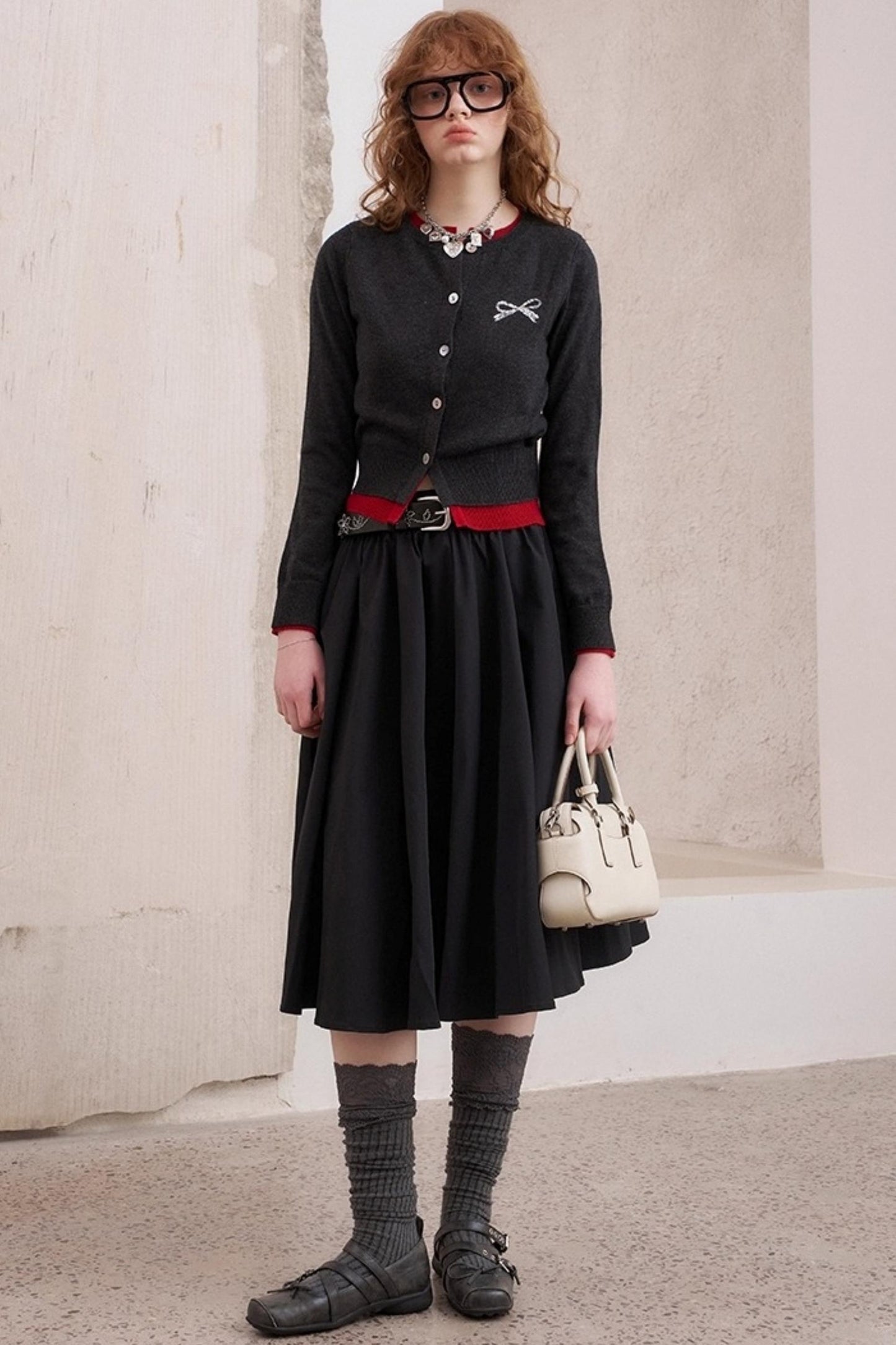 Elegant Pleated Midi Length Skirt