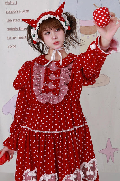 Vintage Christmas Polka Dot Lolita Dress