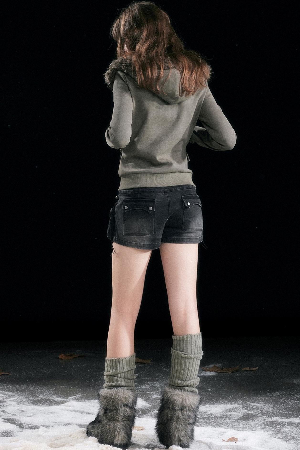 Autumn Flower Bud Denim Shorts