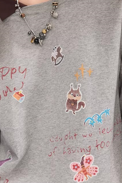 Cartoon Print Retro Sweater