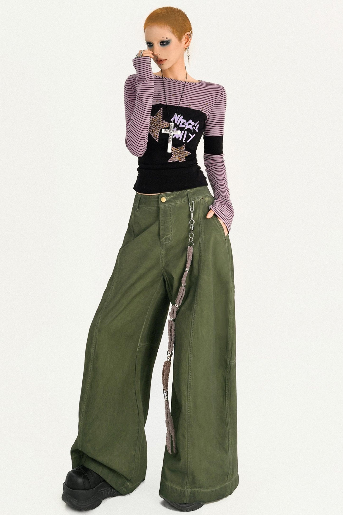 Shibuya Girl Striped Long-Sleeve Top