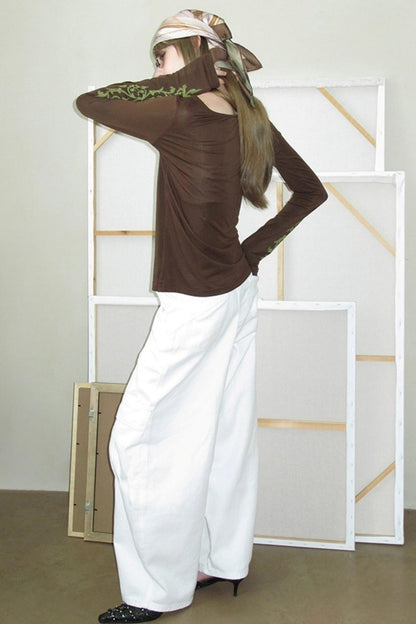 Vintage Printed U-Neck Slim T-Shirt