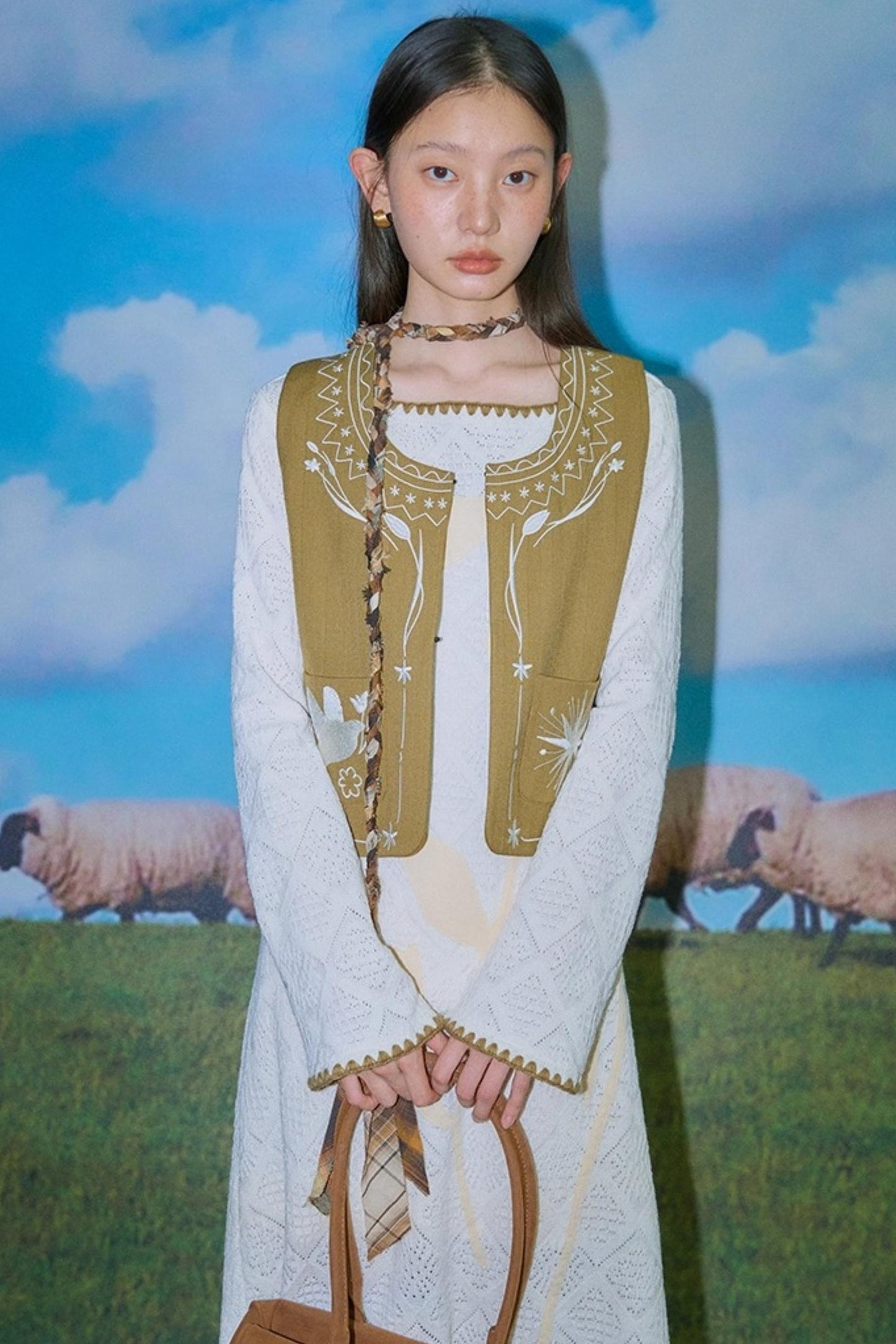 Bright Star Vintage Bird Embroidery Wool Jacket Set-Up