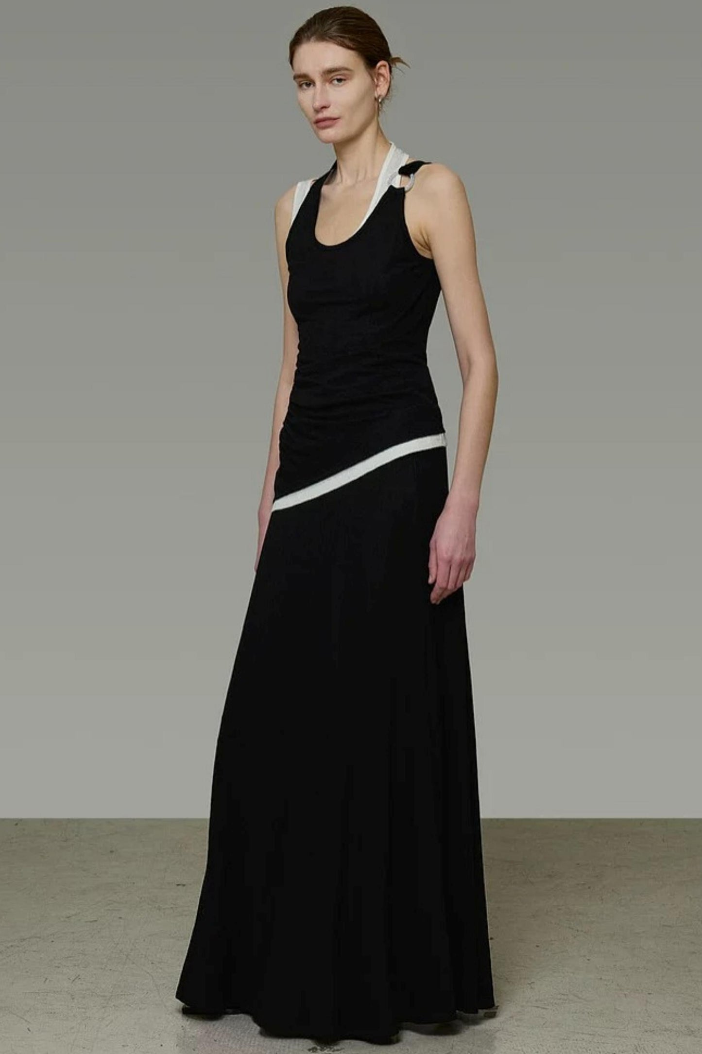 Contrasting Color Knitted Two-Piece Set-Up