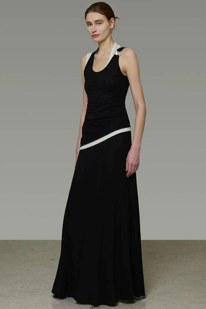 Contrasting Color Knitted Two-Piece Set-Up