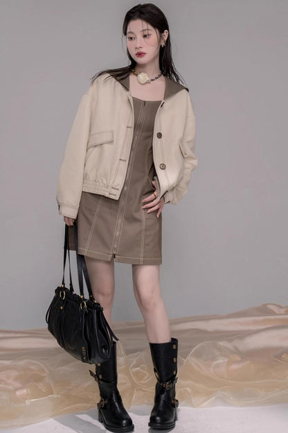 Small Waist Denim Suspender Dress