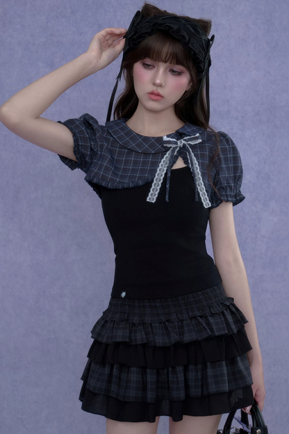 Two-Tone Puff Sleeve Top Set-Up