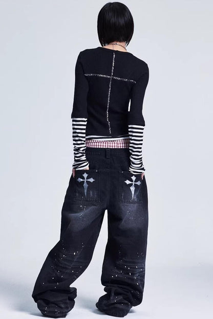 Striped Patchwork Base Layer Top