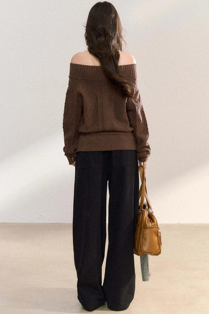 One-Shoulder Bow Knit Top