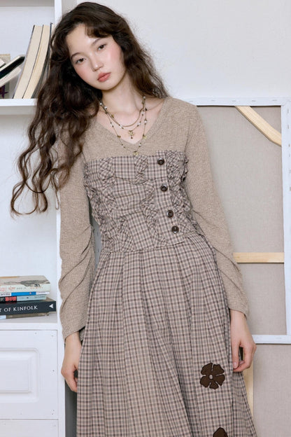 French Vintage Pastoral Flower Dress