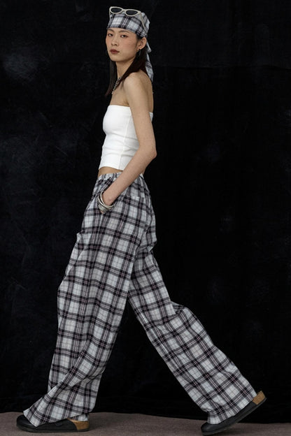 Plaid Wide-Leg Pants