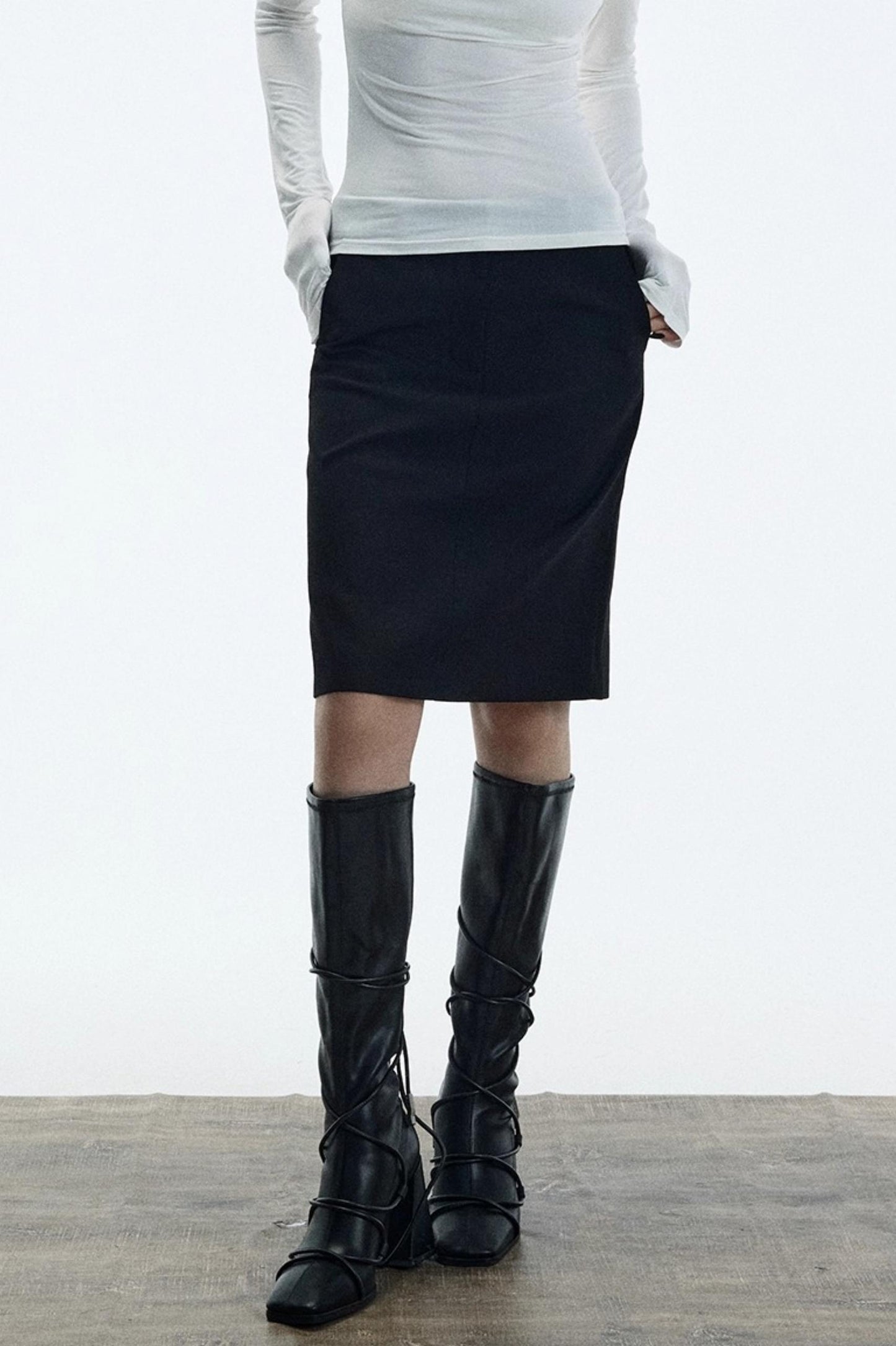 Minimalist Straight Suit Skirt