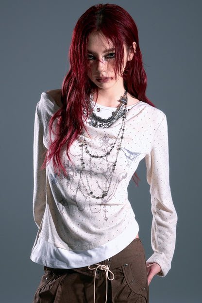 Vintage Polka Dot Swing Collar Top