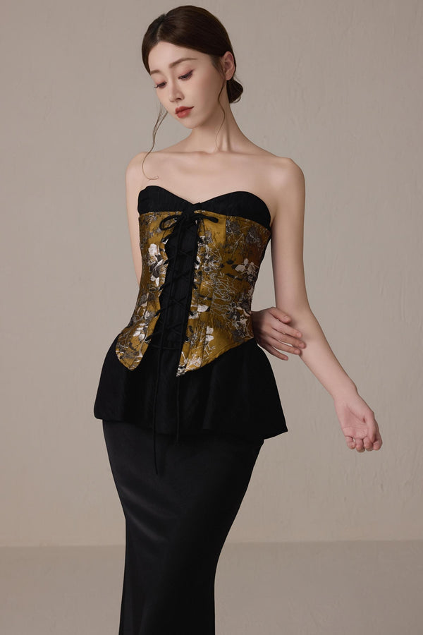 Jacquard Bustier Blouse