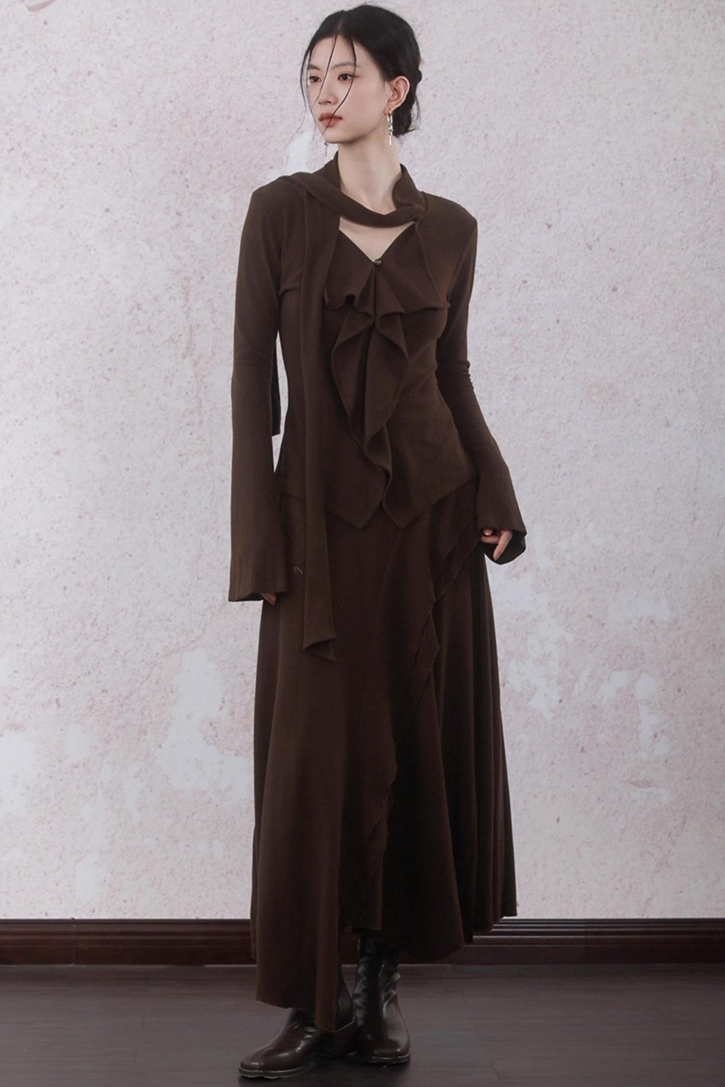 Design Streamer Knitted Top Skirt Set