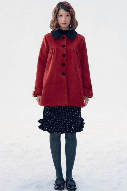 Red Bow Woolen Coat