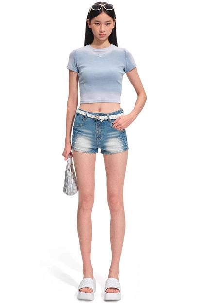 Equestrian Denim Skinny Shorts