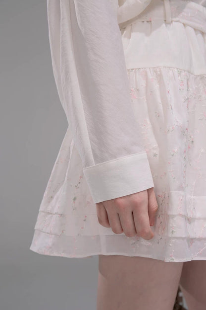 Lyocell Embroidered Batwing Blouse Set-Up