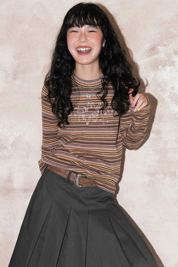 Sugar Melody Striped Long-Sleeved Top