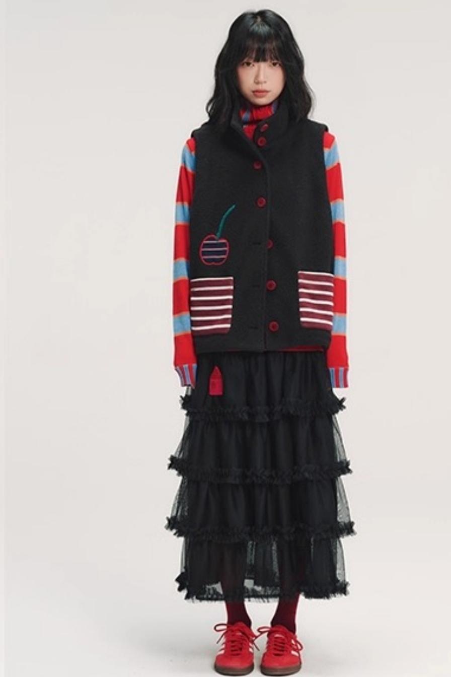 3D Embroidery Ruffled Skirt