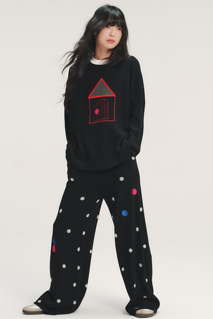 Colorful Polka Dot Knit Pants