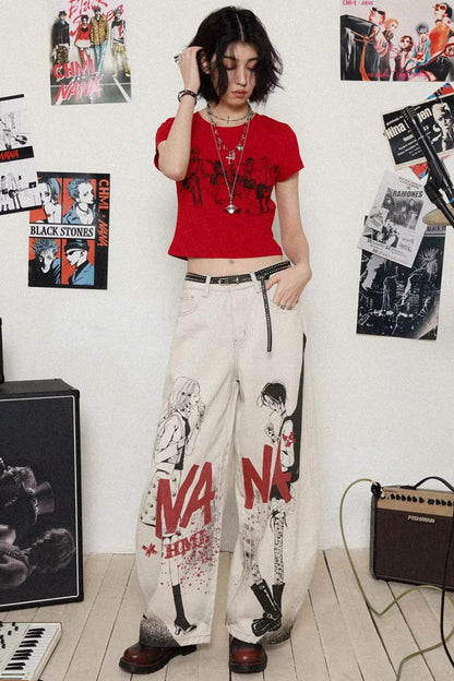 Retro Red Printed Top