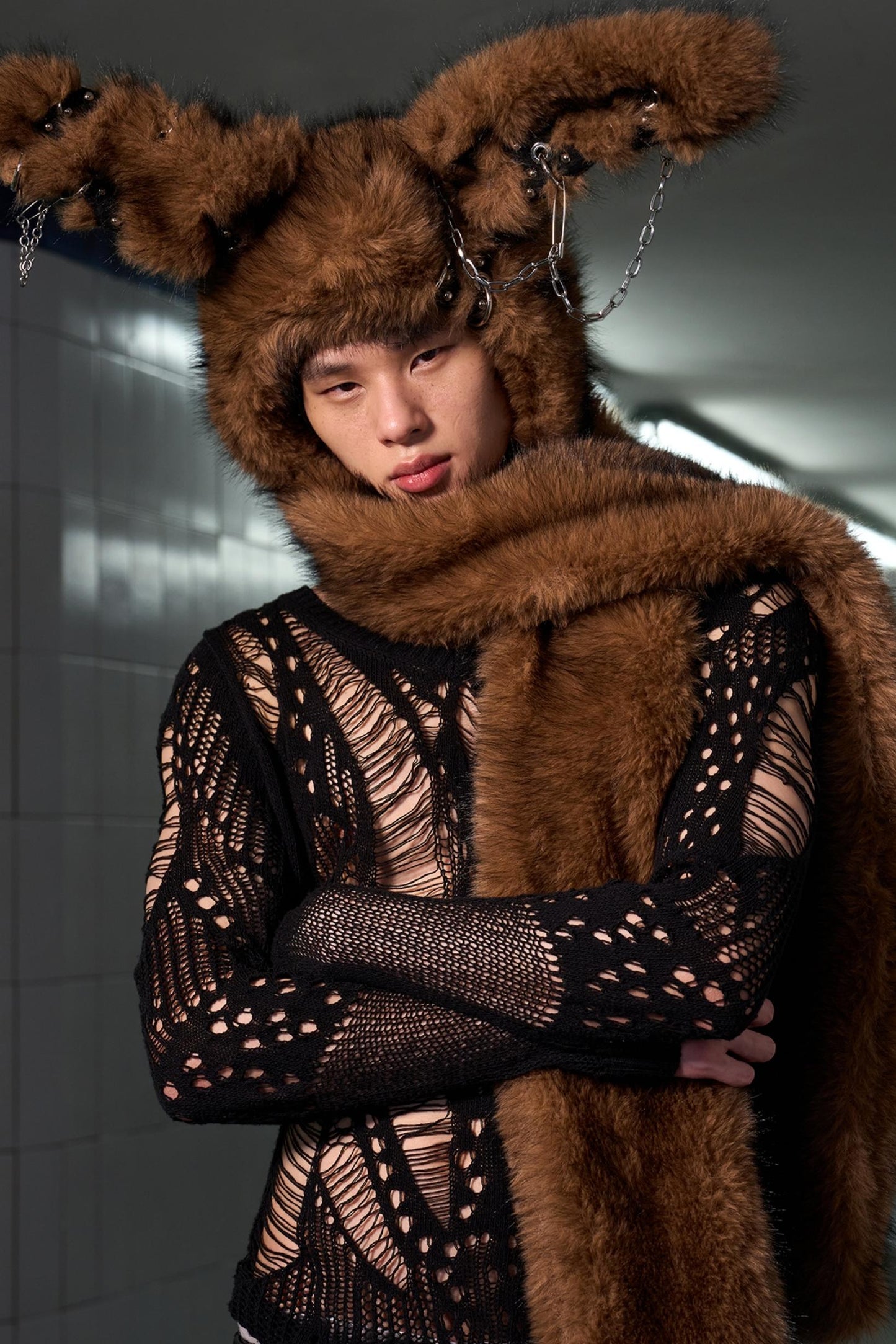 Long-Haired Patchwork Rabbit Hat