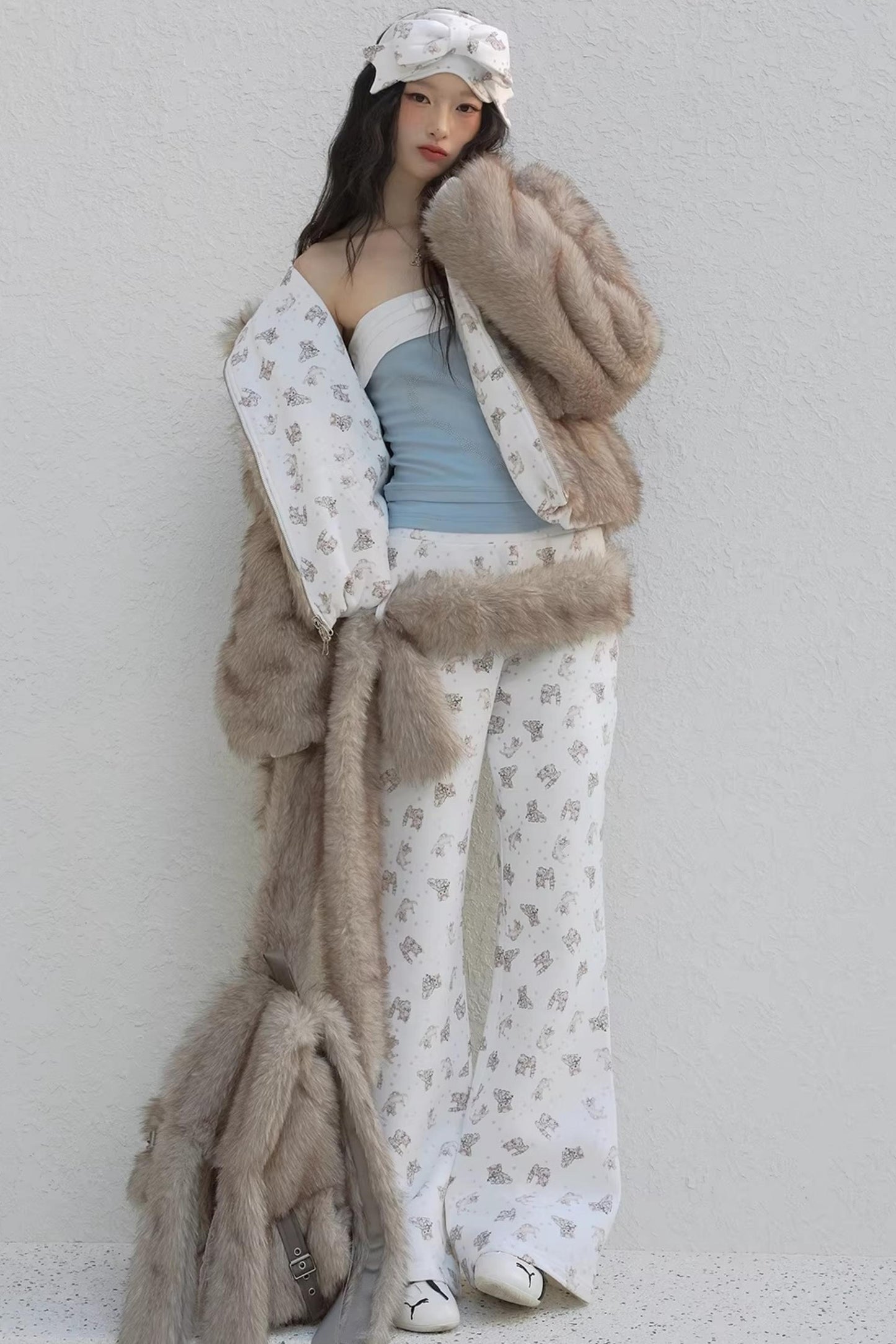 Cat Print Fleece Sweatpants