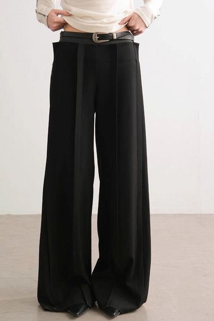 Shadow Pleats Wide-Leg Pants