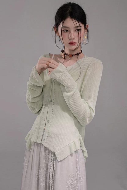Cloud White Knit Cardigan Top