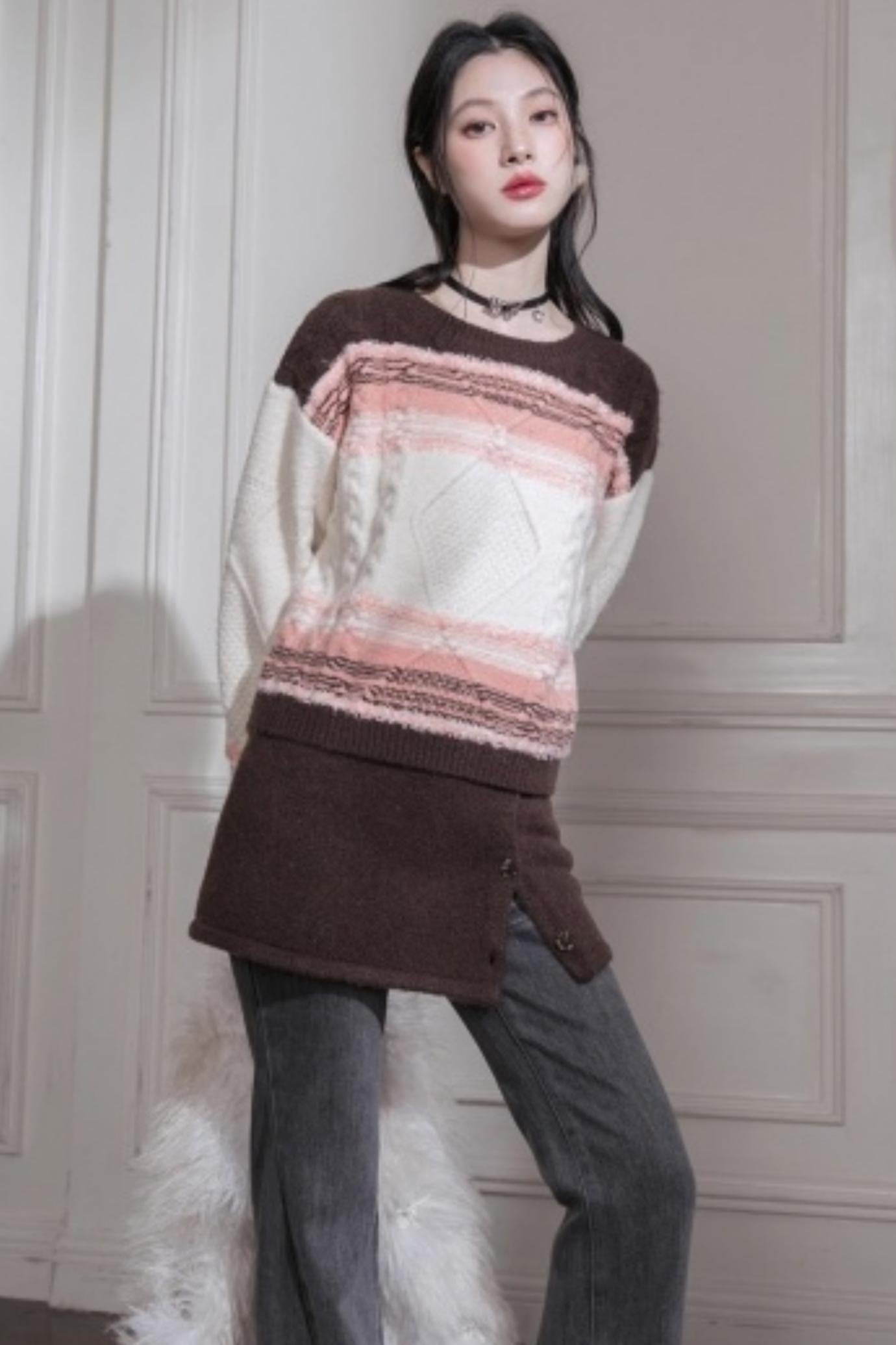 Sunset Gradient Knit Skirt Set