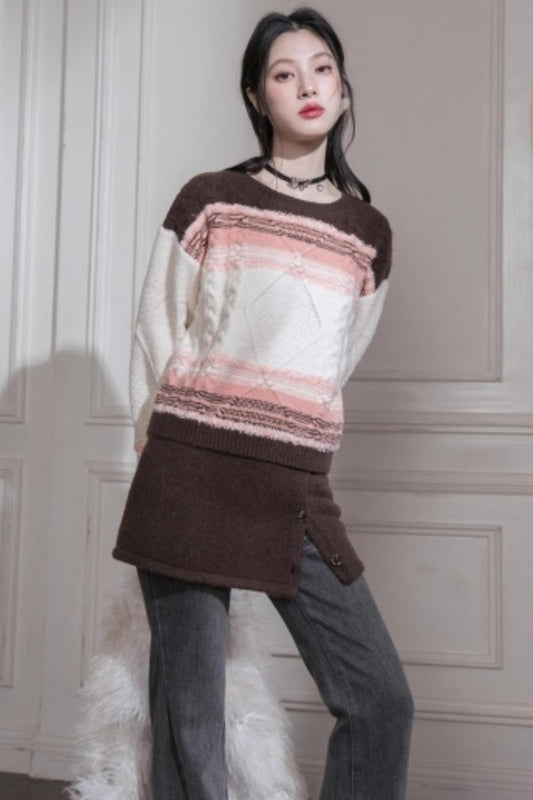 Sunset Gradient Knit Skirt Set