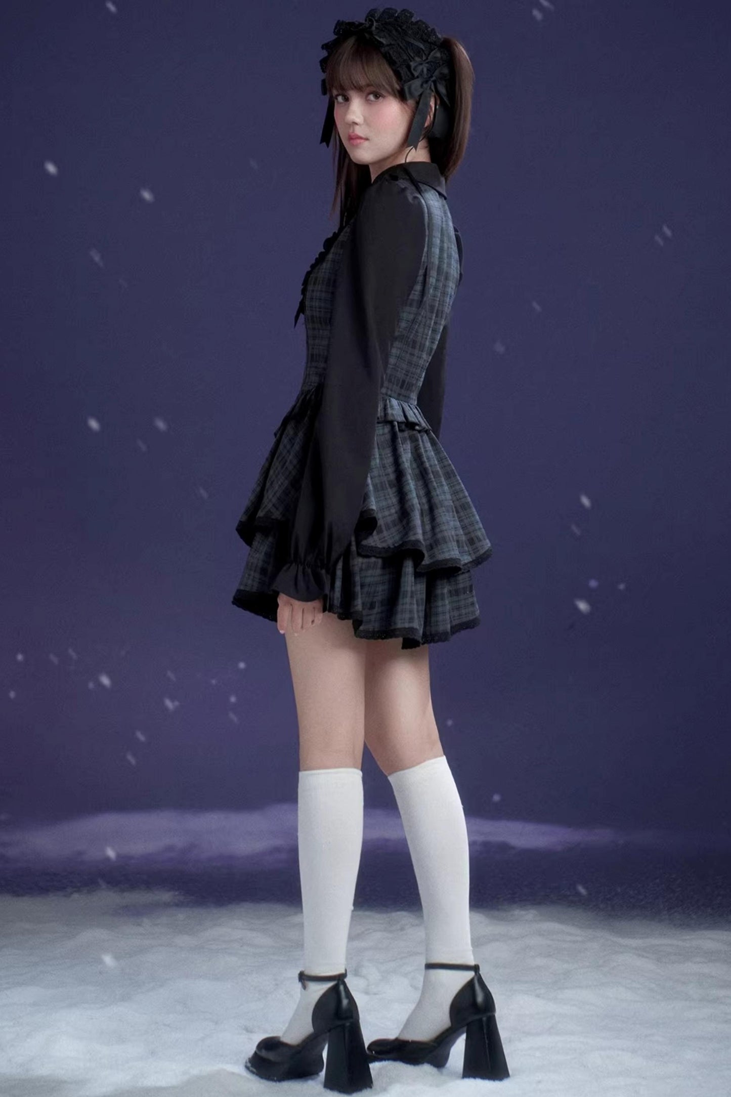 Kariertes Lolita-Winterkleid