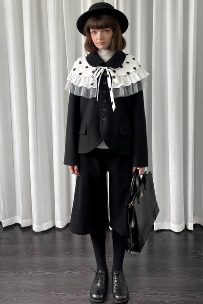 Versatile Black Woolen Suit Jacket