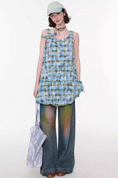 Lime Green Checkered Dress