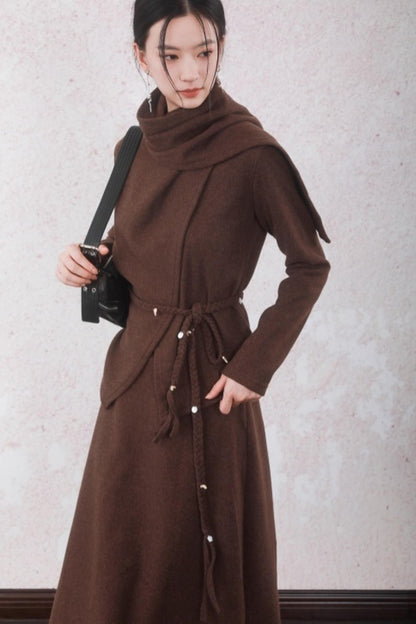 Chestnut Brown Knitted Sweater Set-Up