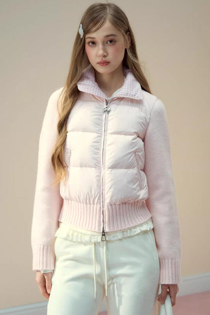 Pink Cloud Knitted Patchwork Jacket