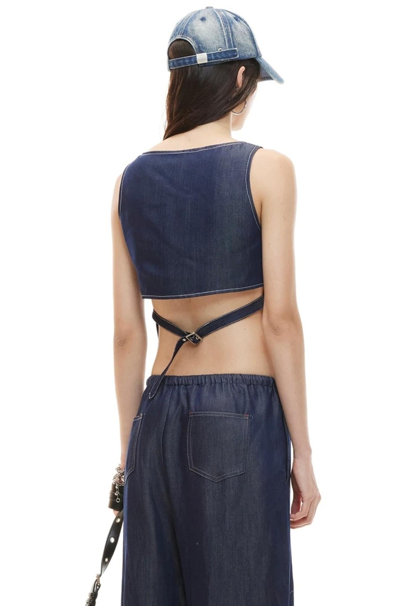 Backless Lyocell Denim Vest