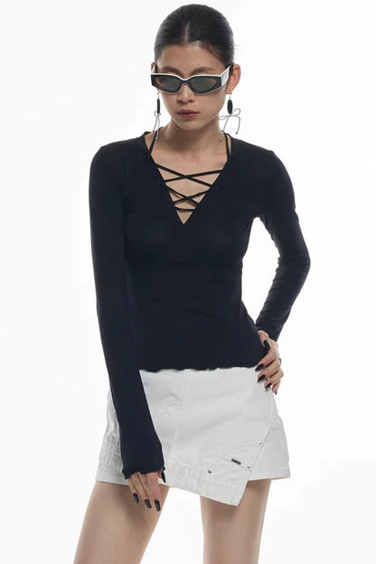 Asymmetrical A-Line Denim Shorts