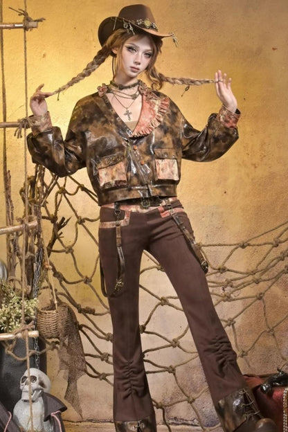 Lace Vintage Distressed Overalls Bib Pants