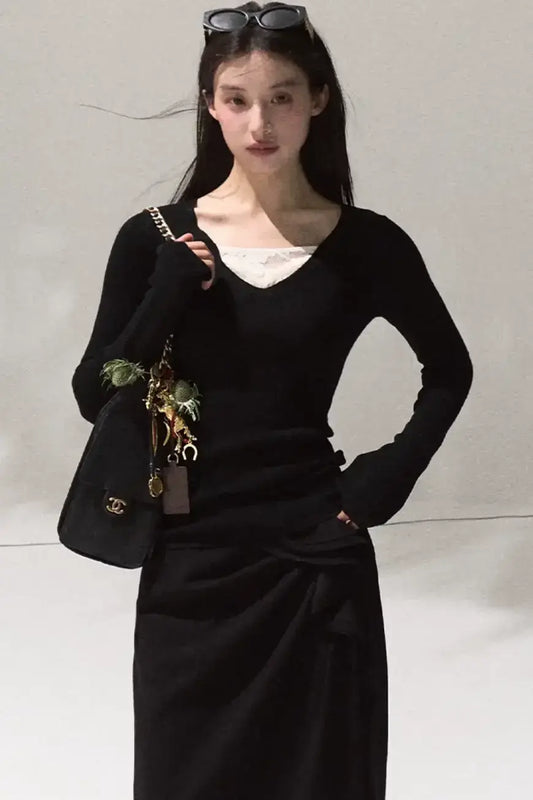 V-Neck Slim Casual Knit Sweater