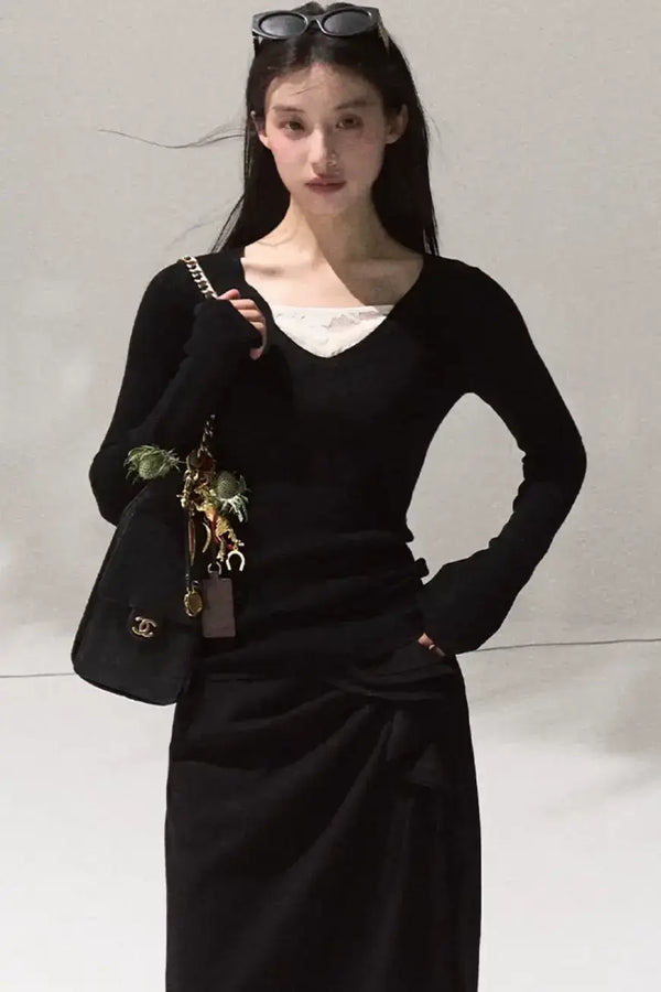 V-Neck Slim Casual Knit Sweater