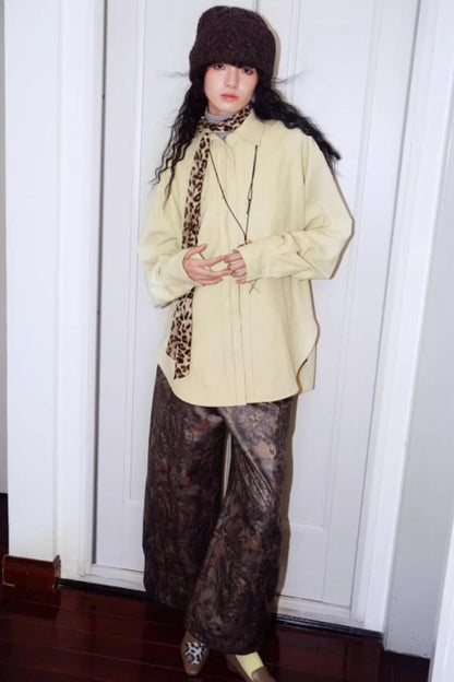 Vintage Brushed Loose Casual Top Shirt