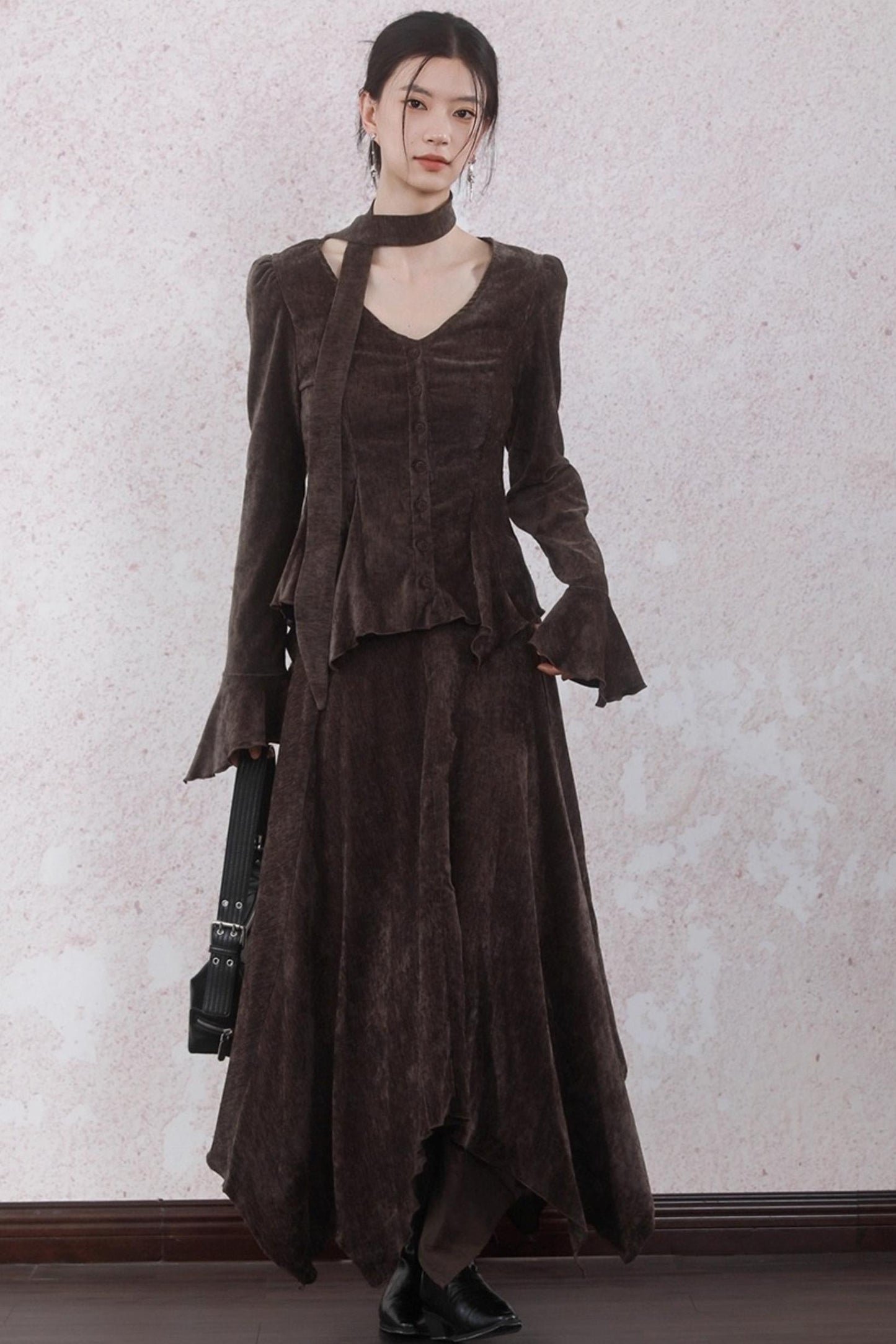 Winter Velvet Top Skirt Set-Up