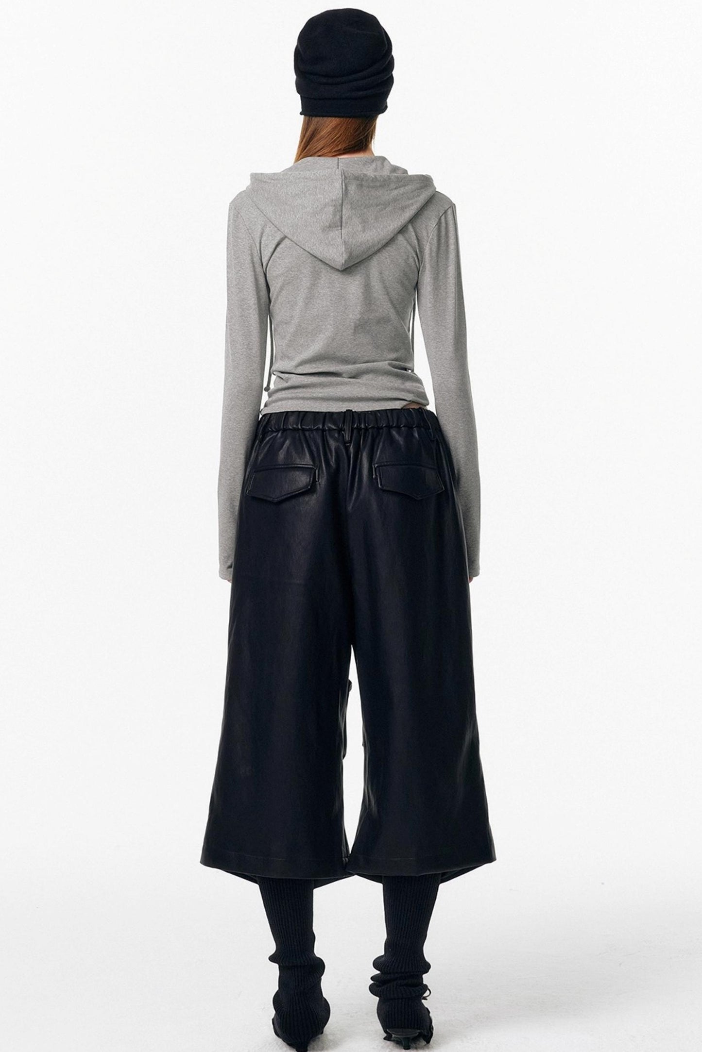 Drawstring Hooded Stretchy Top