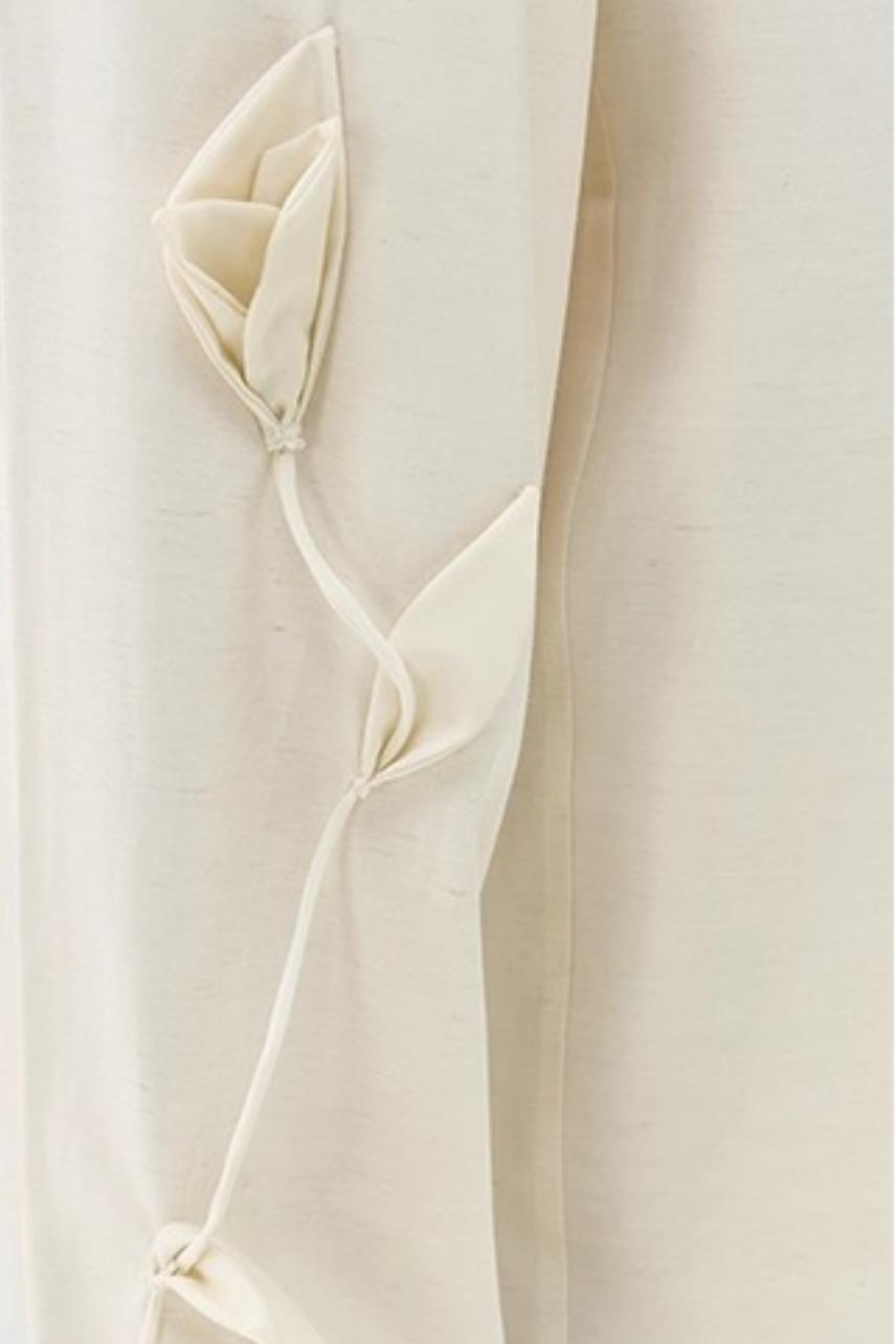 Three-Dimensional Calla Lily Linen Blend Wide-Leg Pants