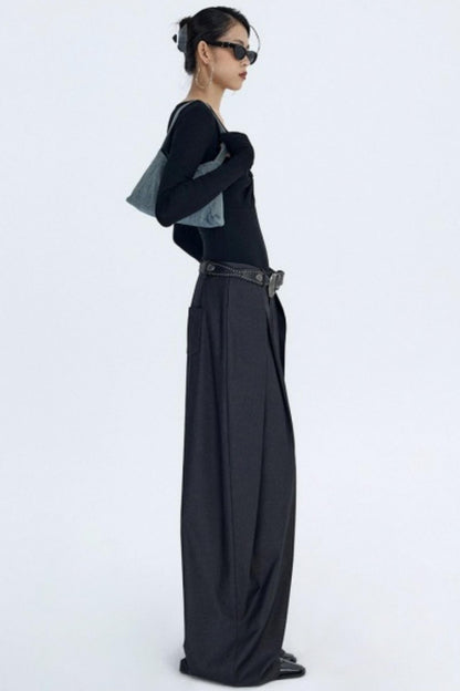 Pleated Dark Gray Scimitar Pants
