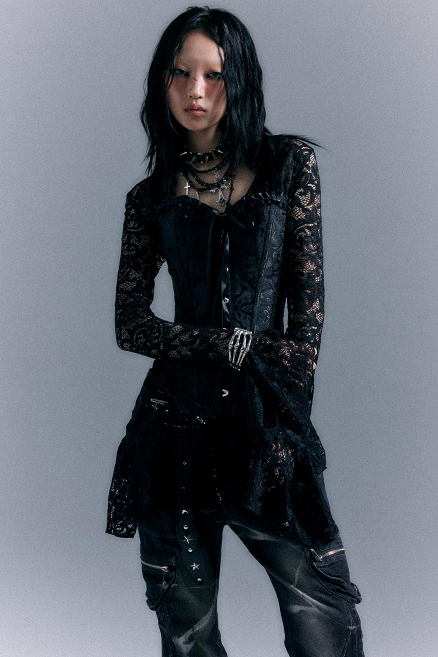 Lace Herringbone Corset Top Set-Up